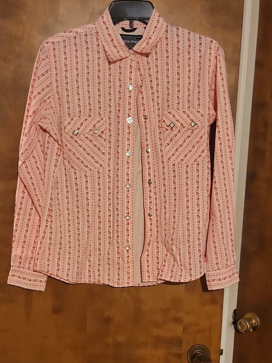 Rough Stock Tops - High Noon Ranchwear Women's Pink Striped Button-Down Shirt